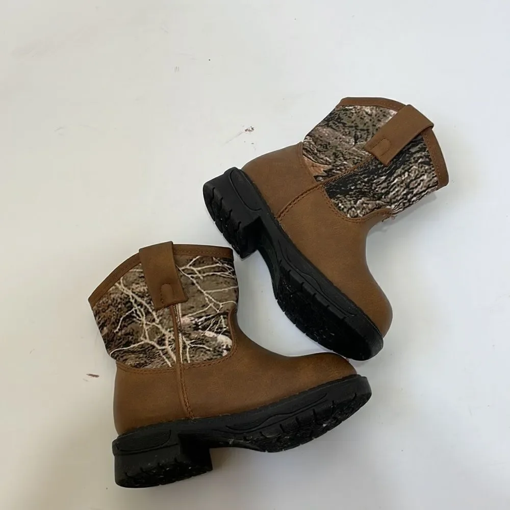 OUTBOUND TRADING LIL MAX FAUX LEATHER AND‎ CAMO PRINT SLIP ON BOOTS